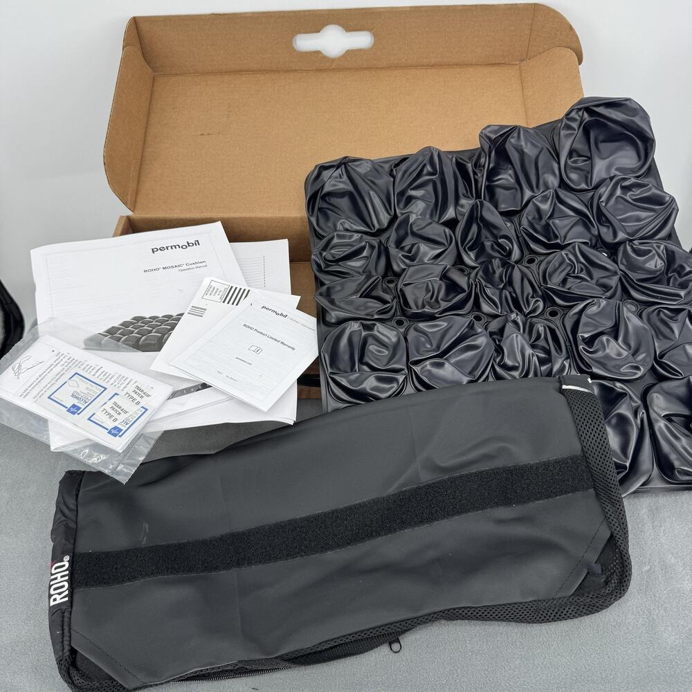 ROHO Mosaic Seat Cushion 18x16 Wheelchair W/ Cover U30999 Inflatable Black New